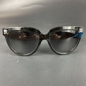 Valentino Gradient Oversize Black Acetate Sunglasses Silver Tone Rockstuds V724S